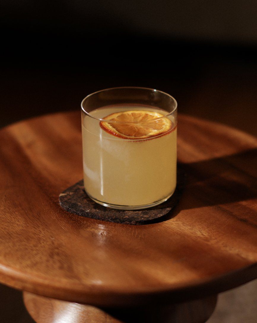 Short Glass with orange cocktail #clear