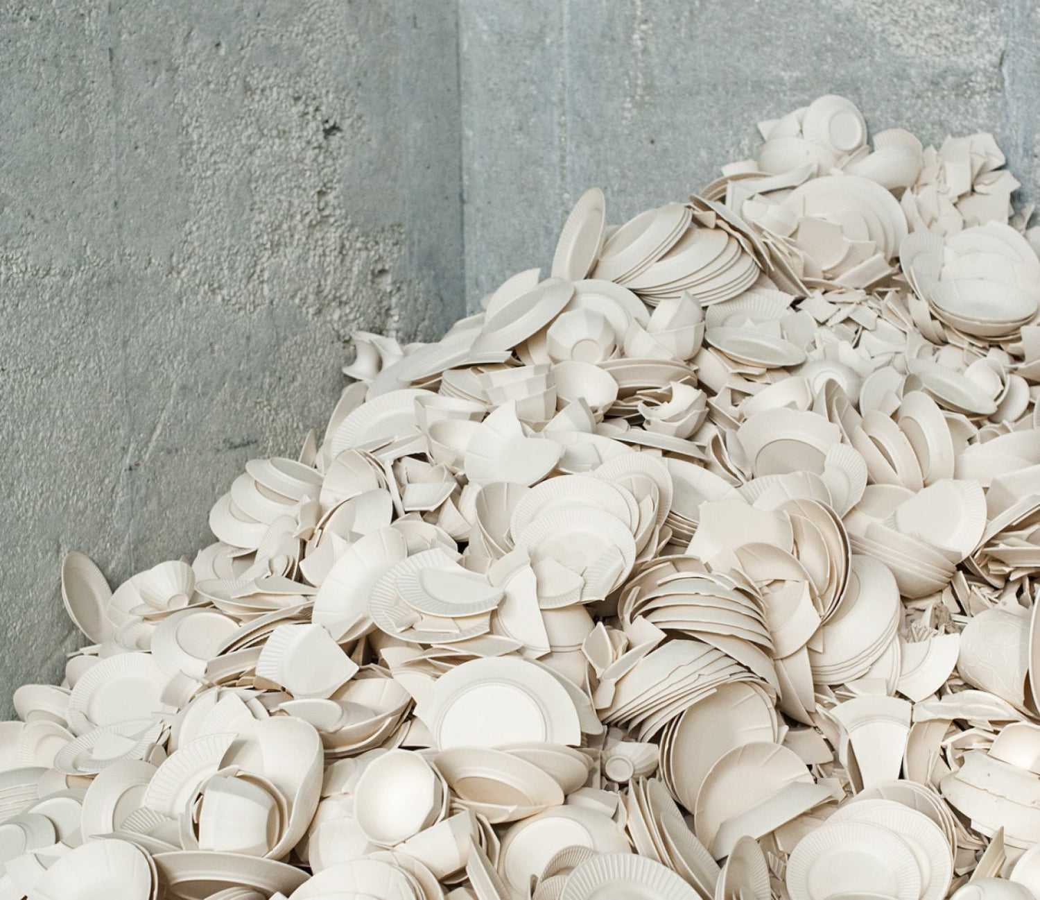 A pile of broken dishes